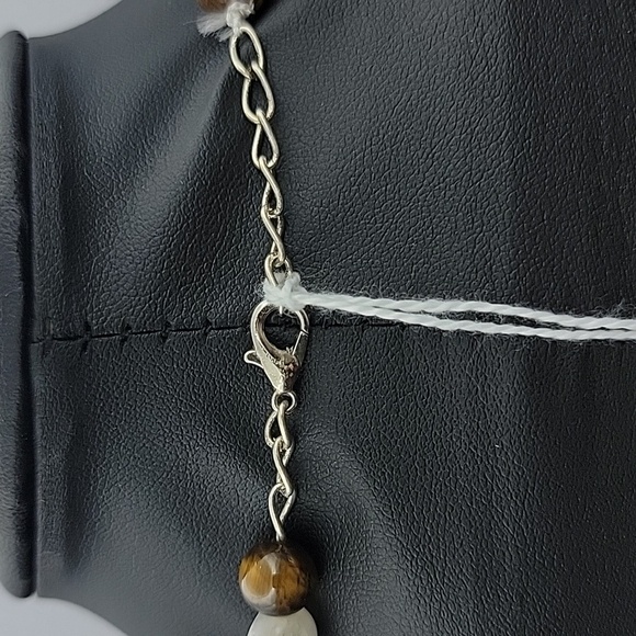 240 Cts Natural Tiger Eye & Moonstone Round Shape Beaded Gemstone 20" Necklace - Picture 7 of 8